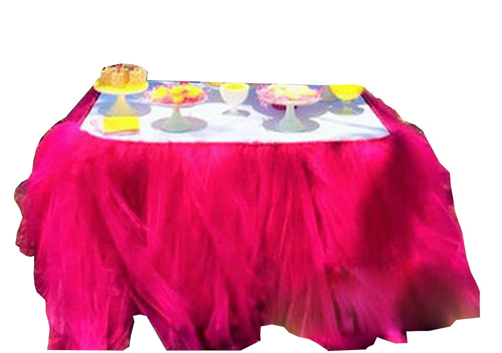 TUTU Tableware Tulle Table Skirt Tulle Table Cover for Party [Rose Red]
