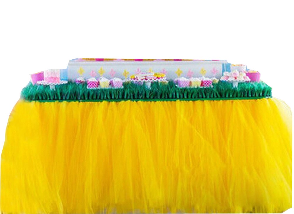 TUTU Tableware Tulle Table Skirt Tulle Table Cover for Party [Yellow]