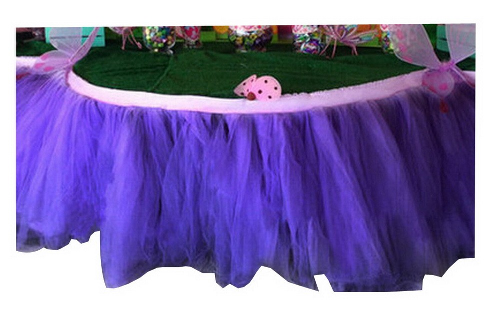 TUTU Tableware Tulle Table Skirt Tulle Table Cover for Party [Purple]