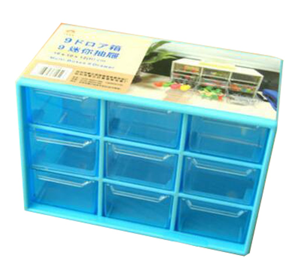Office Plastic Desktop Storage Cabinets - 9 Office Supplies Desk Organizer Blue
