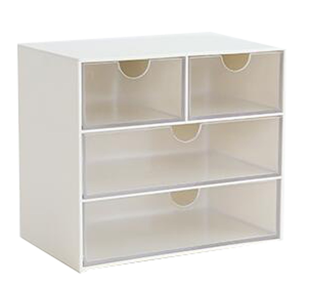 Modern Office Plastic Desktop Storage Drawer Organizer-4 Storage Cabinets White