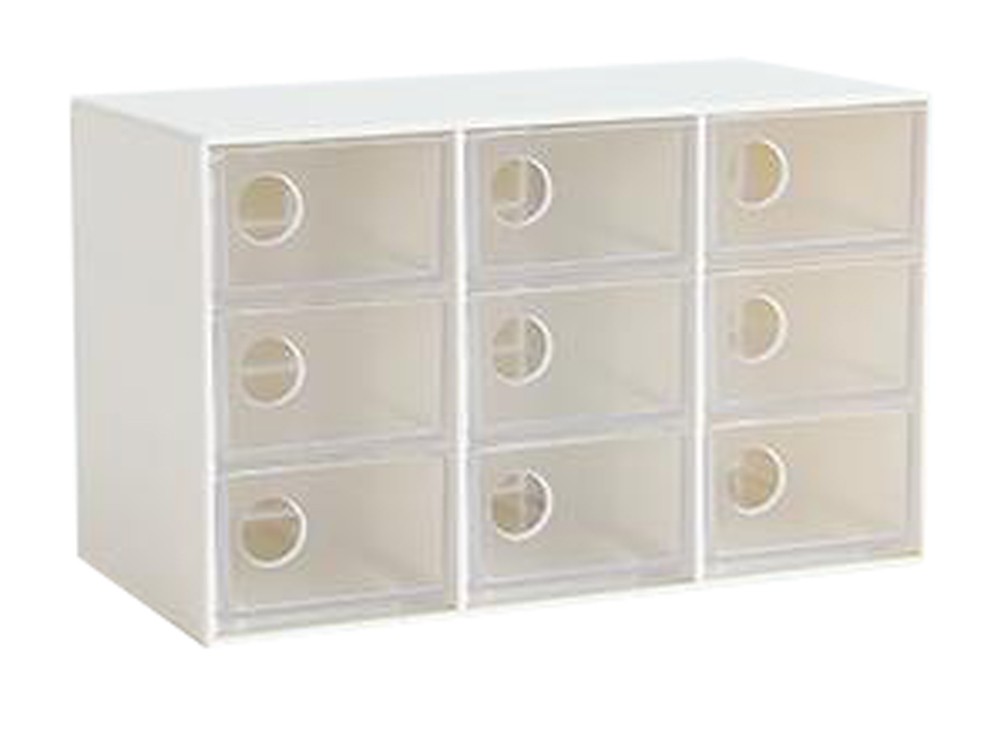 Modern Office Plastic Desktop Storage Drawer Organizer-9 Storage Cabinets White