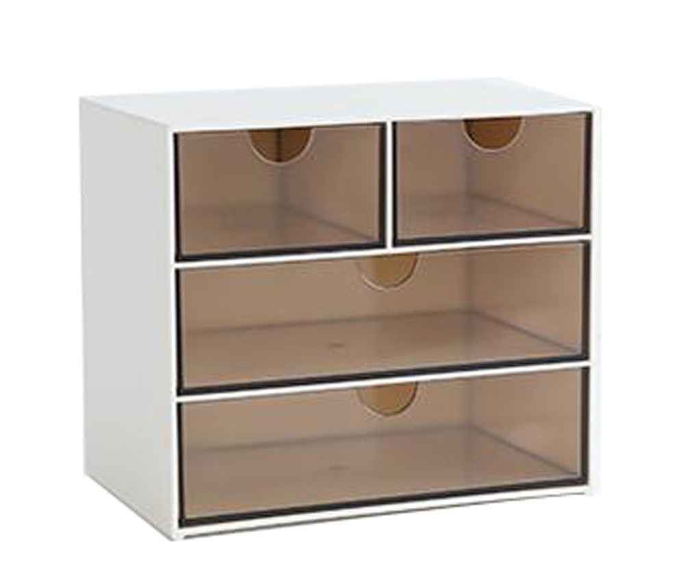 Modern Office Plastic Desktop Storage Drawer Organizer-4 Storage Cabinets Brown