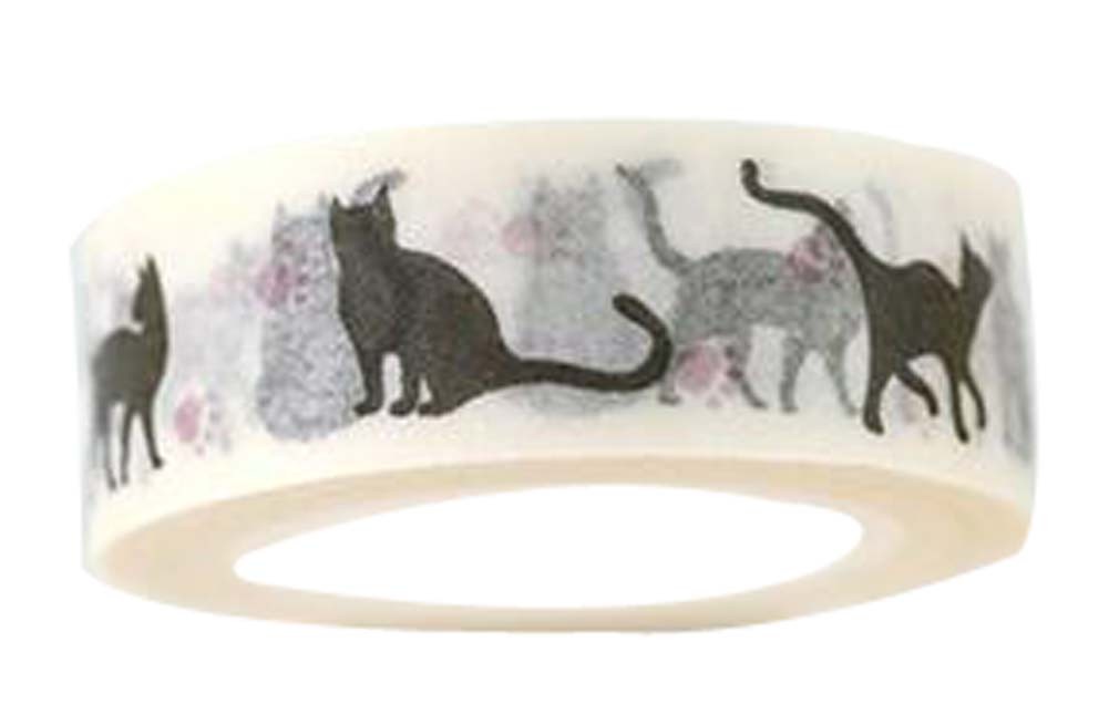 Set Of 5 Lovely Cat Paster Shredded Tape Diy Color Tape Masking Tape