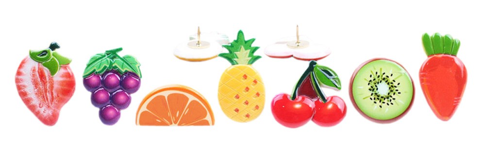 7PCS Fruit/Vegetable Officemate Tacks/Thumbtack/Push Pins/Drawing Pins