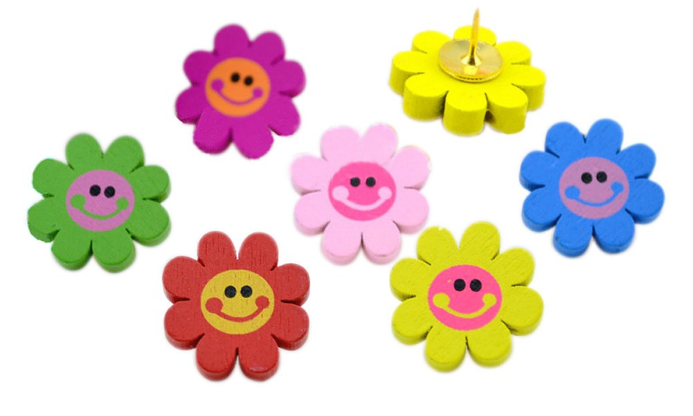 Set Of 40 Creative Decor Tacks/Thumbtack/Push Pins,Office Supplies,Smile Flower