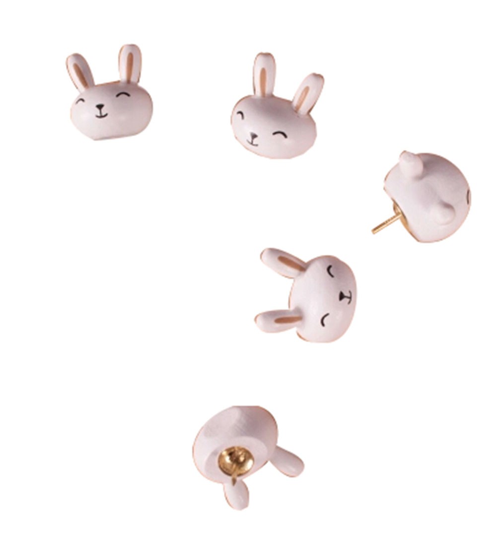 Creative Office Item/ Cute White Rabbit Series Pushpins, Steel Point, 10 Piece