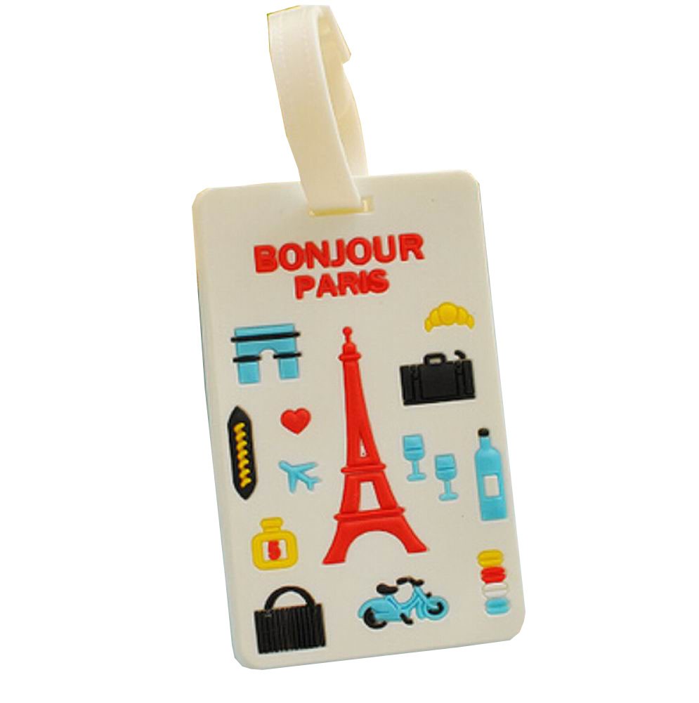 Set of 2 Retro Travel Accessories Travel Square-shape Luggage Tags, Eiffel Tower