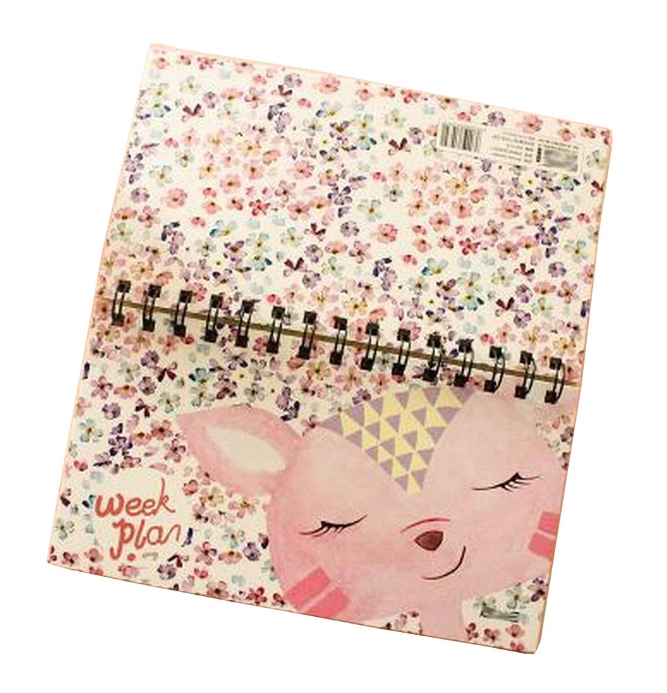 Set of 2 Lovely Coil Schedule Book Weekly Planner Plan Notebook Animal Pink