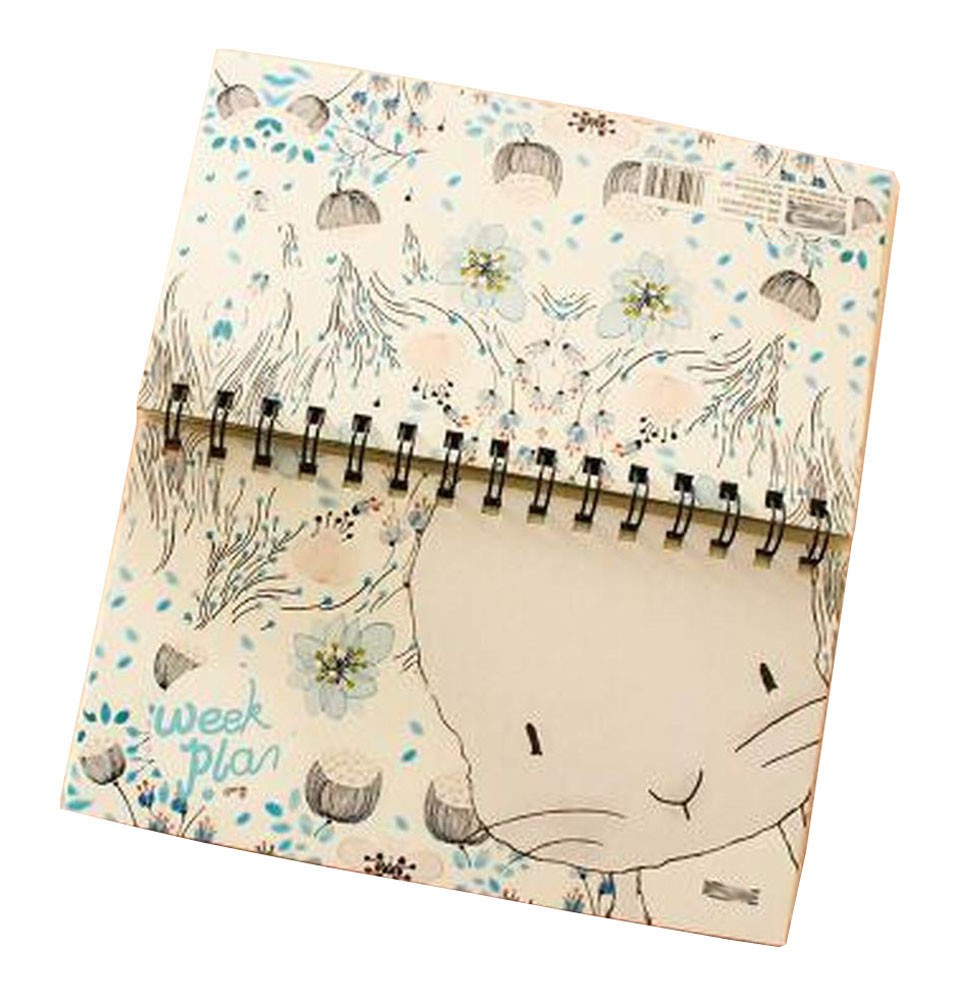 Set of 2 Lovely Coil Schedule Book Weekly Planner Plan Notebook Animal White