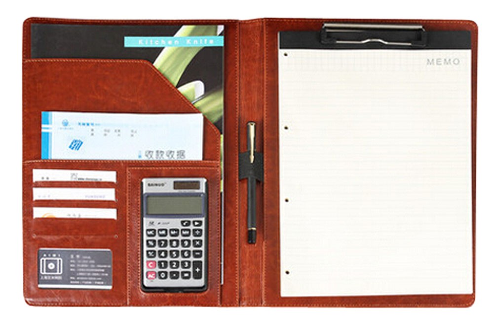 A4 Multi-function Folder Note Book Series Sales Clip Personal-Organizers Brown