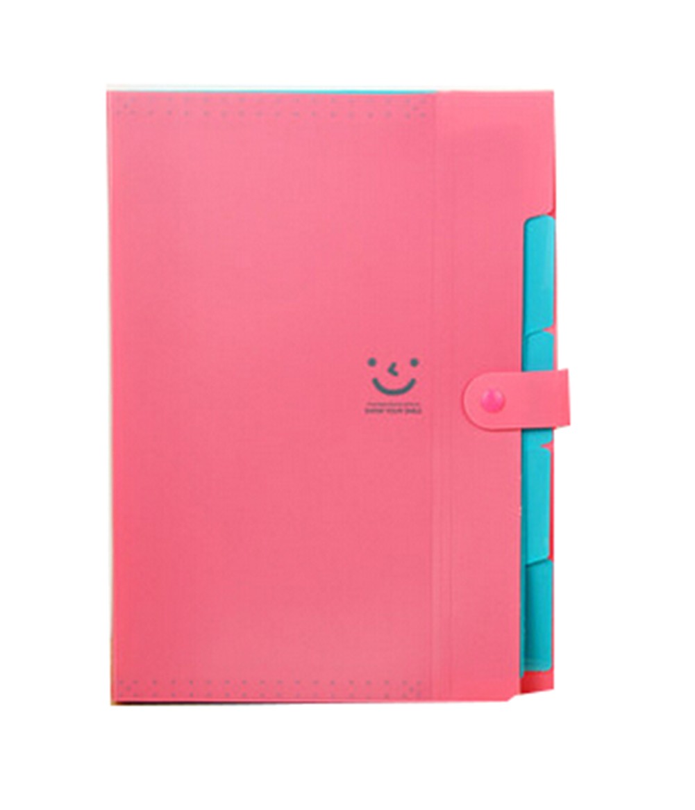 Stationery Office Supplies Folders A4 File Folders/Pockets, ROSE RED, 5 Layers