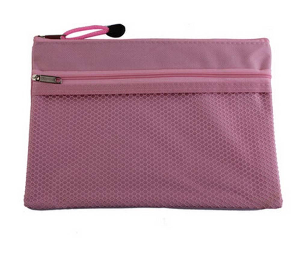 Set Of 3 Pink Canvas Bag Zipper Bags Briefcase Office Supplies Folders Package