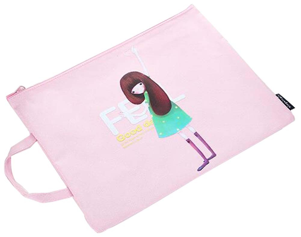 Zipper Bag A4 Information Kits Paper Bags Beautiful Girl Pink