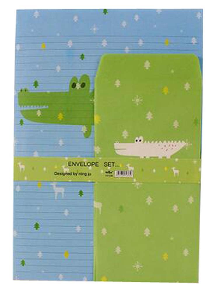 Set Of 3 Cute Letterheads Envelopes Suit Letter Letterhead Paper Crocodile