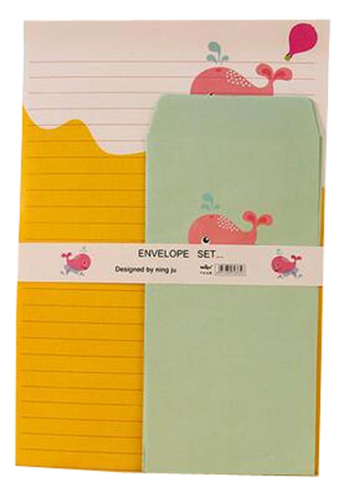 Set Of 3 Cute Letterheads Envelopes Suit Letter Letterhead Paper Whale