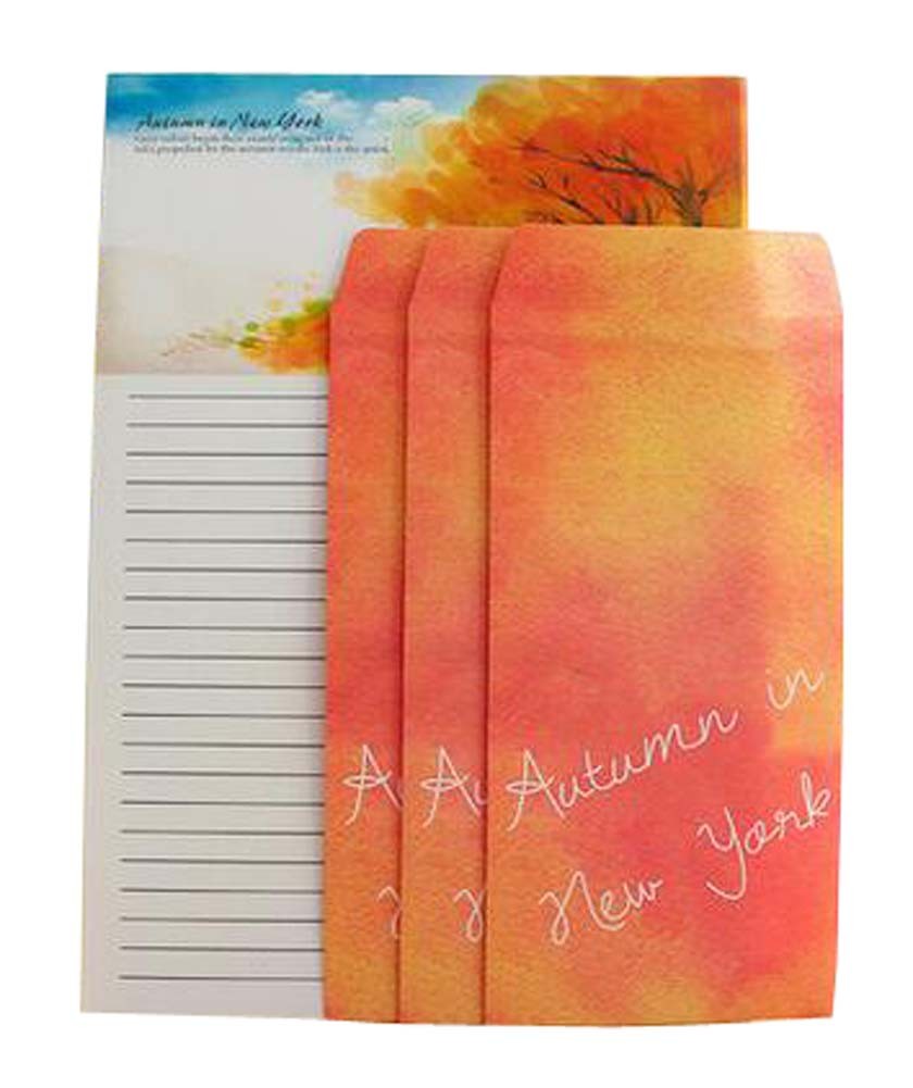 Set Of 2 Colorful Invitations Letterheads Envelopes Suit Stationery Autumn