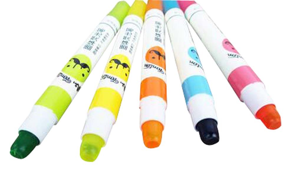 Set Of 5 Cartoon Highlighter Color Marking Crayons Dauber Random Color