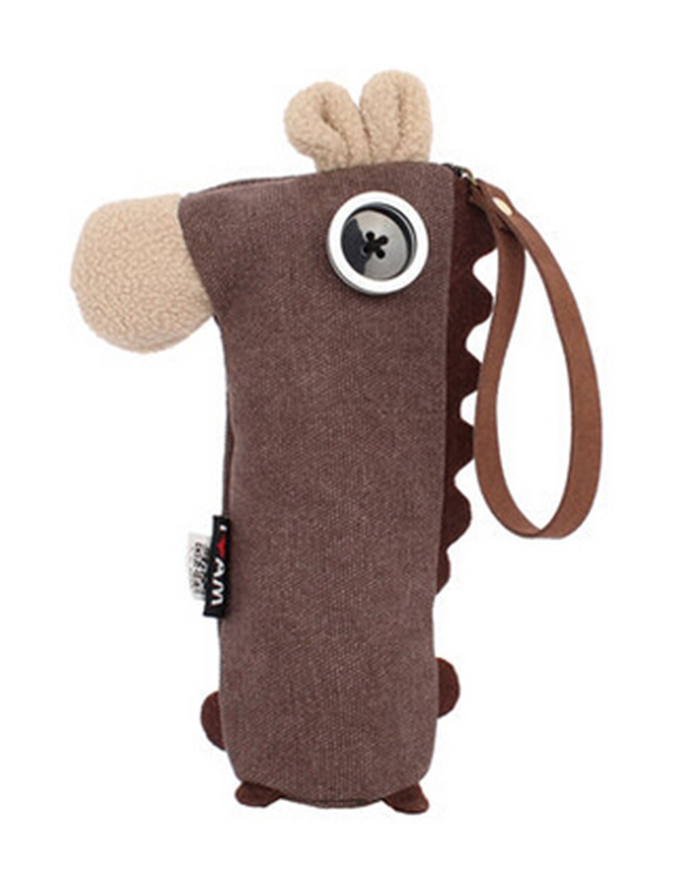Creative Animal Stationery Bags Large Capacity Pencilcases Canvas Pen Bag, Brown