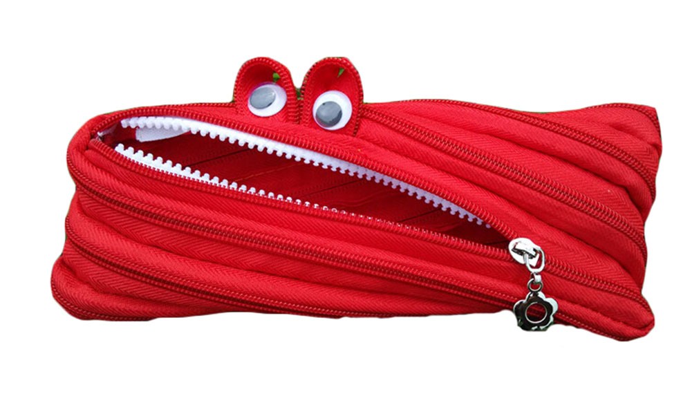 Set of 2 Creative Little Monste Stationery Bags Large Capacity Pencilcase Red