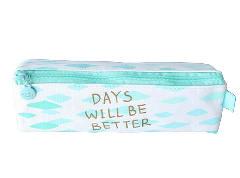 Stylish Mint Green Canvas Pencil Case Pen Pouch Stationery Bag