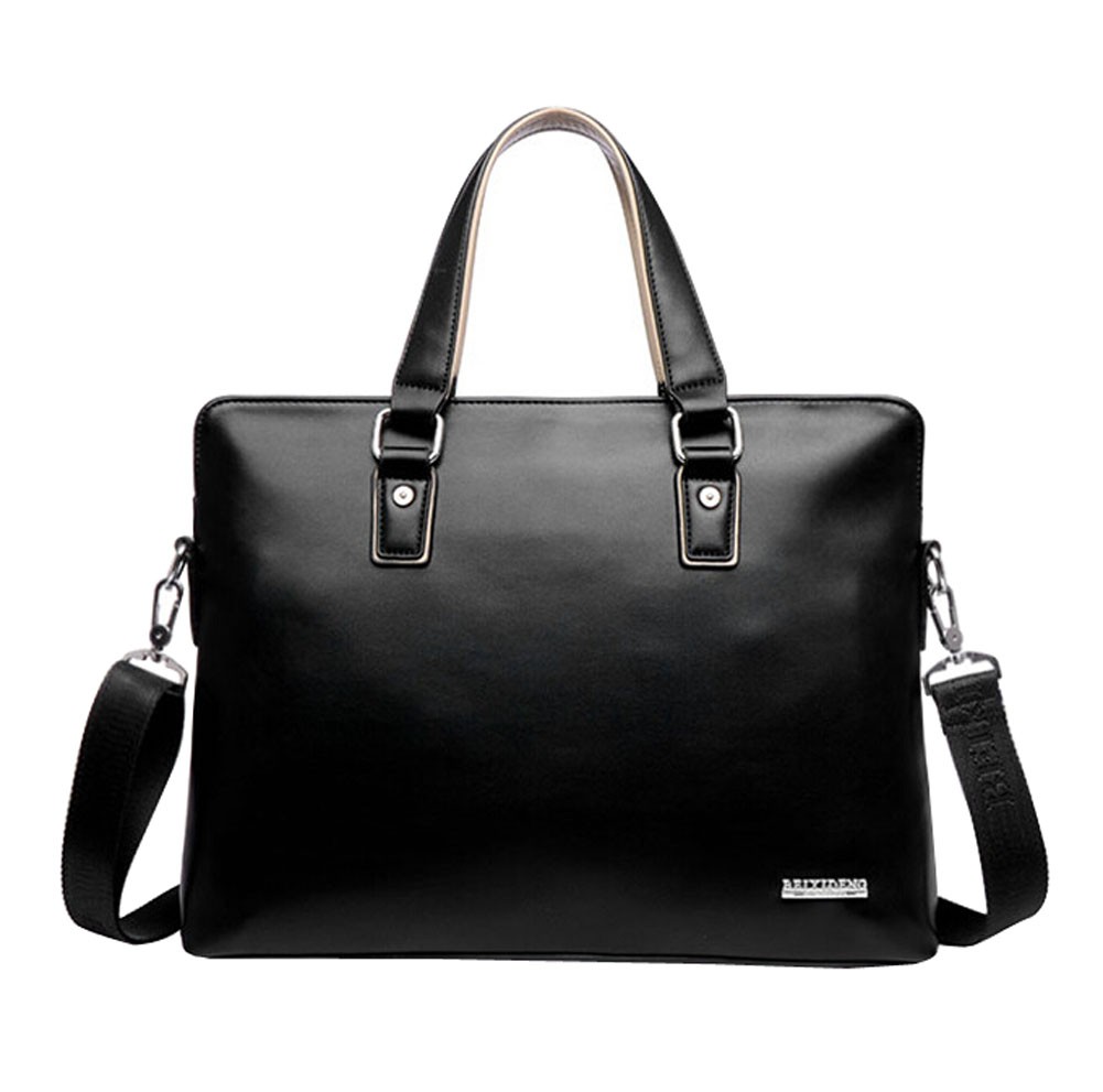 Men's Fashion Business Briefcase Tote Durable Messenger Shoulder Bag BLACK