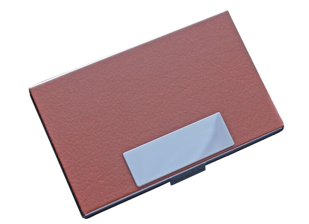 [Brown]Ultra-thin Business Card Holder Stainless Steel Card Case