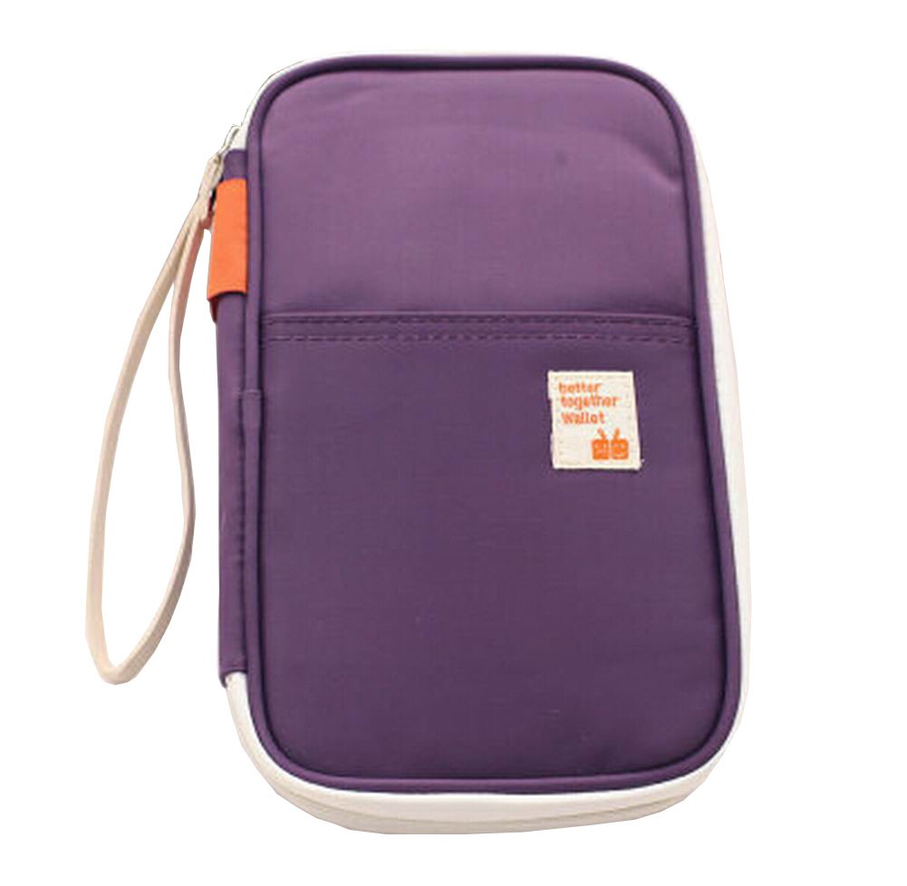 Purple Water-proof Multi-function Travel Wallet Card Passport Holder Organizer
