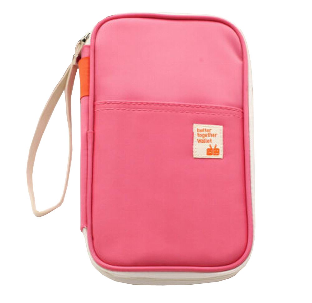 Pink Water-proof Multi-function Travel Wallet Card Passport Holder Organizer