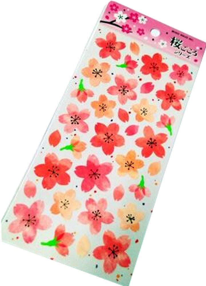 2 Sheets Children's Diy Diary Stickers Japanese Cherry Blossom Stickers A