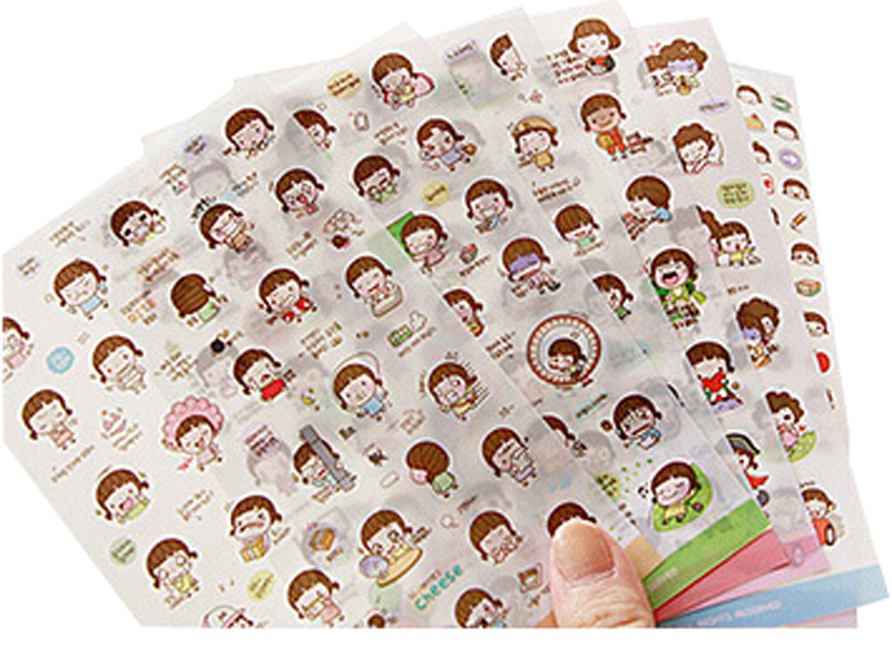 6 Sheets Diy Lucency Diary Stickers Children Stickers Pupils Stickers