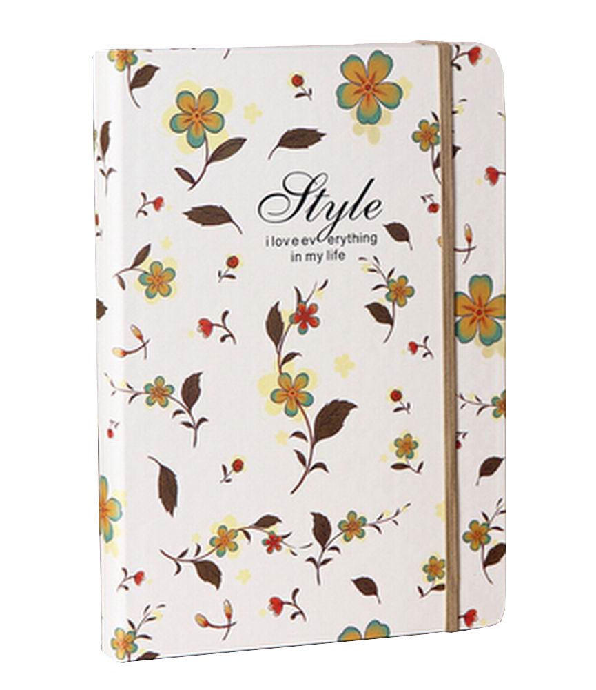 Vintage Creative Notebook Diary Business Notebook Flowers White