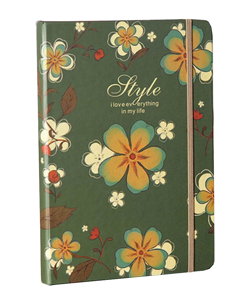 Vintage Creative Notebook Diary Business Notebook Flowers Green