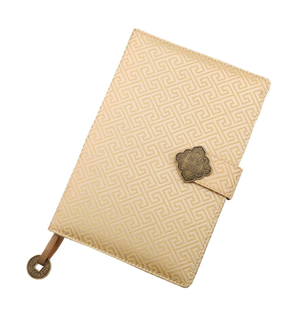 Durable Classic Notebook Beautiful Brocade Cover Notebook Great Gift Beige