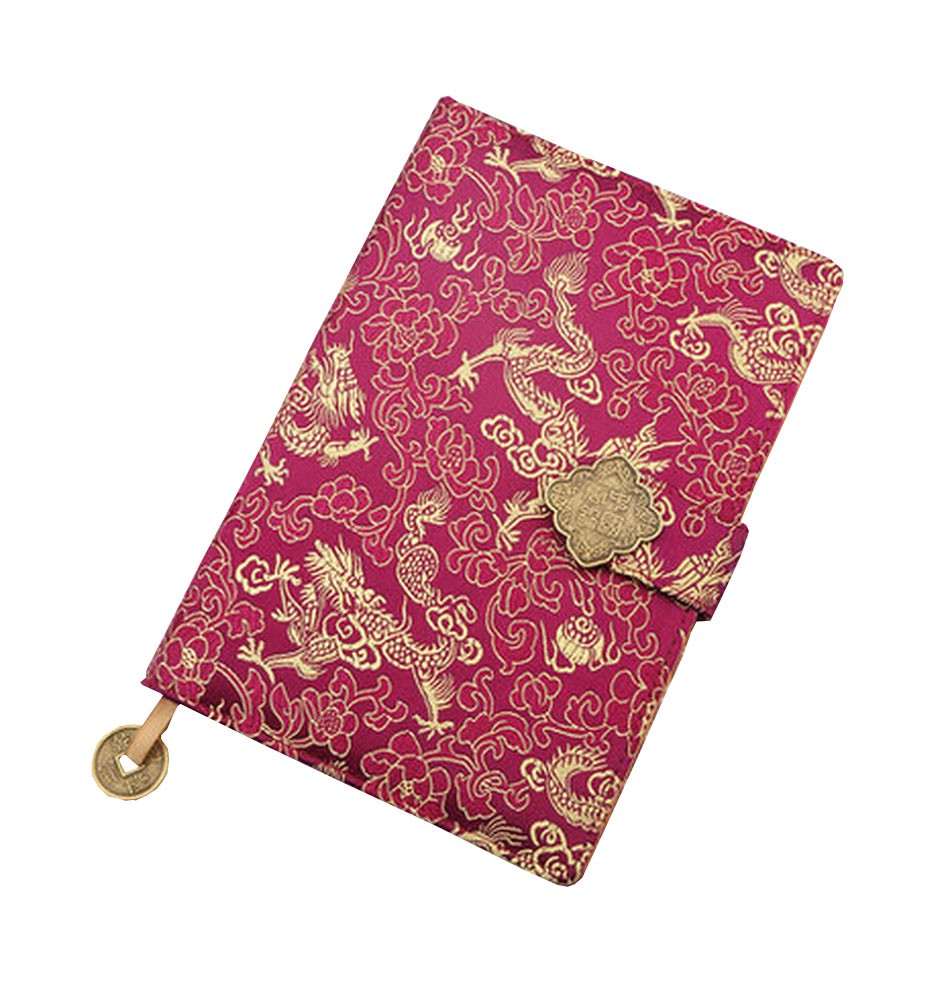 Durable Classic Notebook Ancient Dragon Brocade Cover Notebook Great Gift Purple