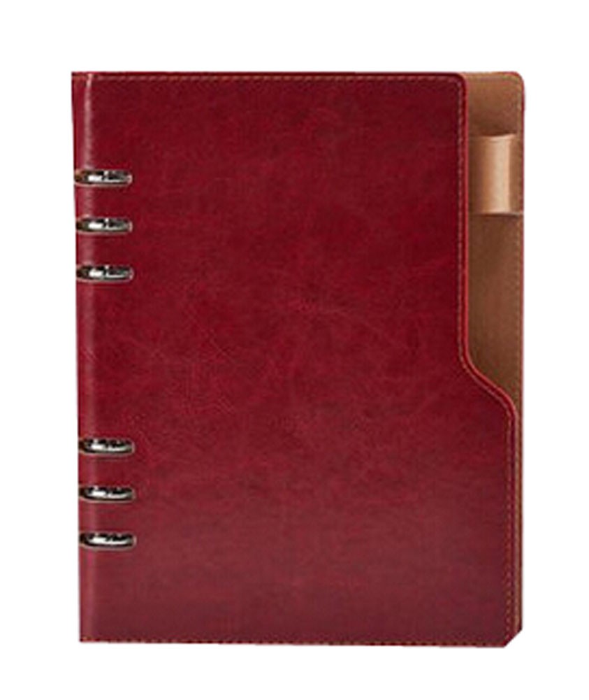 B5 Loose-Leaf Notebook Folder Diary Hand Books Business Notebook Wine Red
