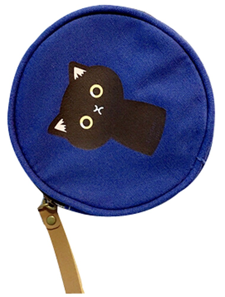 Round Coin Purse Coin Case Cell Phone Case Cloth Bag Blue Cat