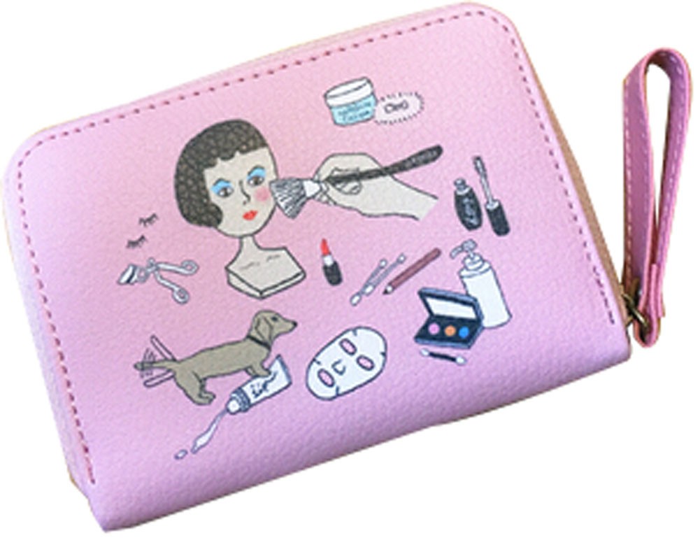 Short-Length Coin Purse Coin Case Cell Phone Case Multi-function Bag Pink