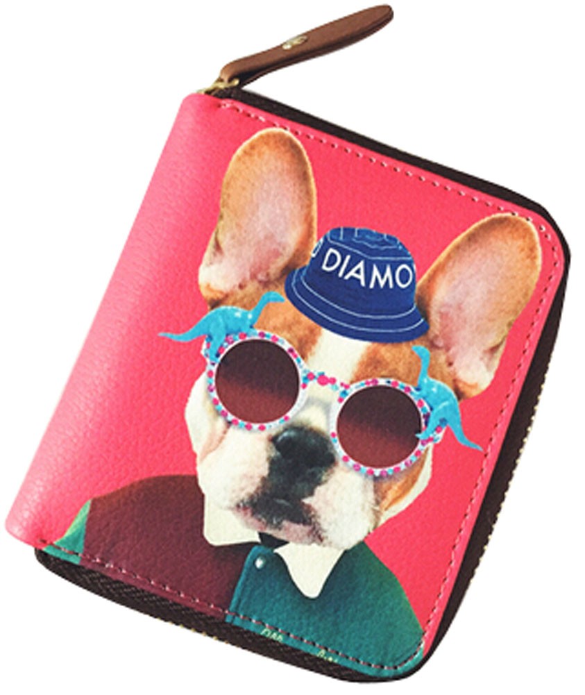 Fashion Short-Length Coin Purse Coin Case Multi-function Bag Red Dog