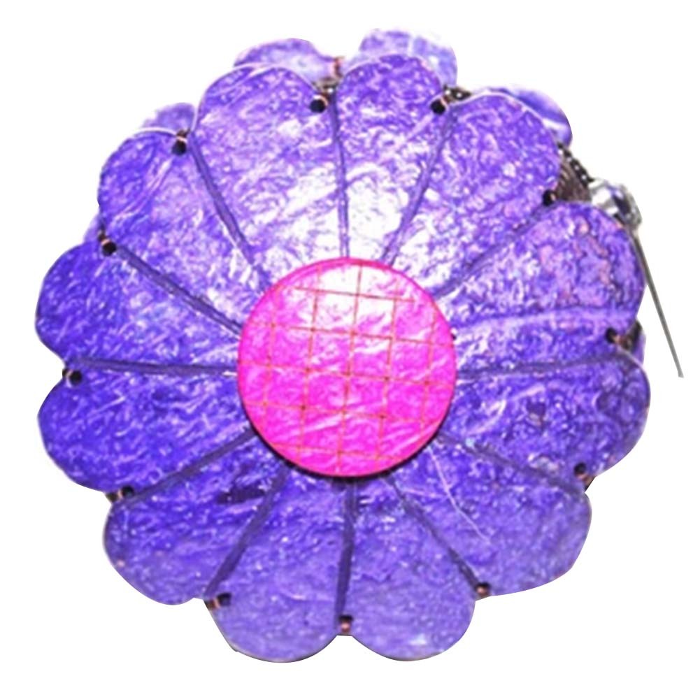 Money Bags Waterproof Change Purse Pouch Wallet with Zipper Flower Shape Purple