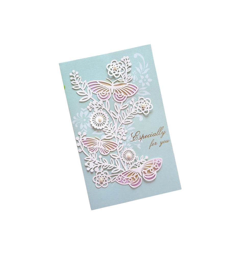 Set of 5 Lovely Creative Greeting Card Elegant Festival Card With Envelope Green