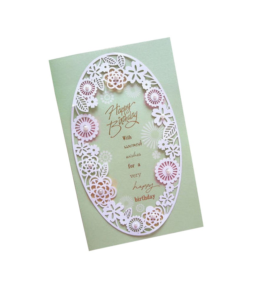 Set of 5 Lovely Creative Greeting Card Elegant Festival Card With Envelope Green