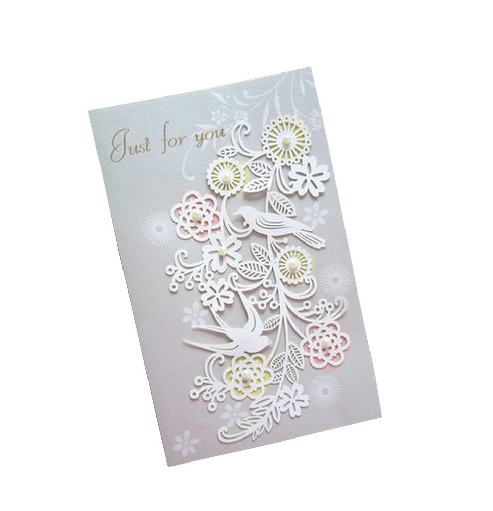 Set of 5 Lovely Creative Greeting Card Elegant Festival Card With Envelope Grey