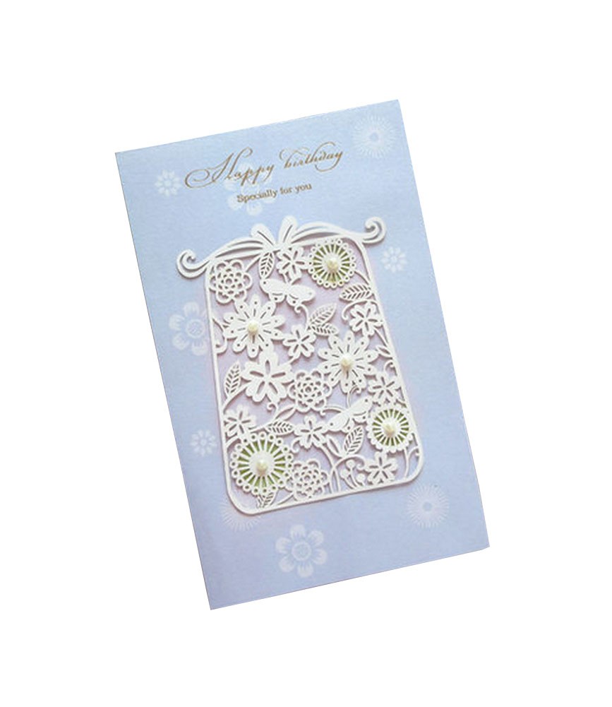 Set of 5 Lovely Creative Greeting Card Elegant Festival Card With Envelope Blue