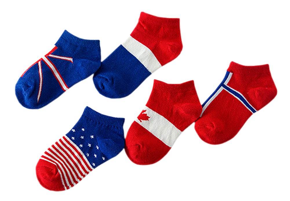 5-Pack Baby Toddler Flag Short Crew Socks Soft Cotton Socks for Spring/Autumn