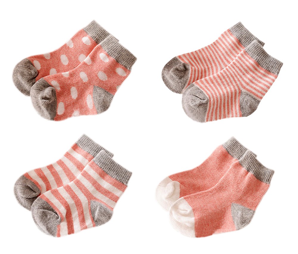 [Nice] Soft Spring/Autumn Short Crew Socks for Infants/Toddlers,1-2 Years,4-Pack