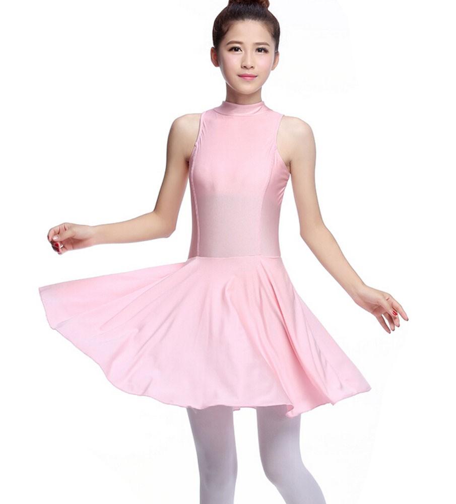 Women's Sleeveless Ballet Dance Dress Leotards PINK, XL(Asian Size)