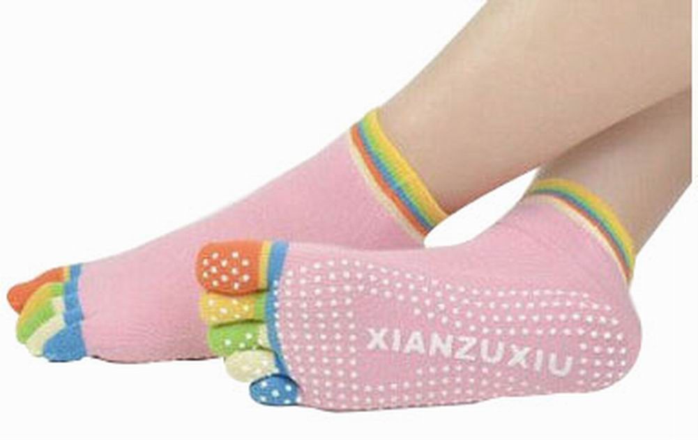 Women's Yoga Socks Five Toes Socks Non-slip Cartoon Socks, Pink