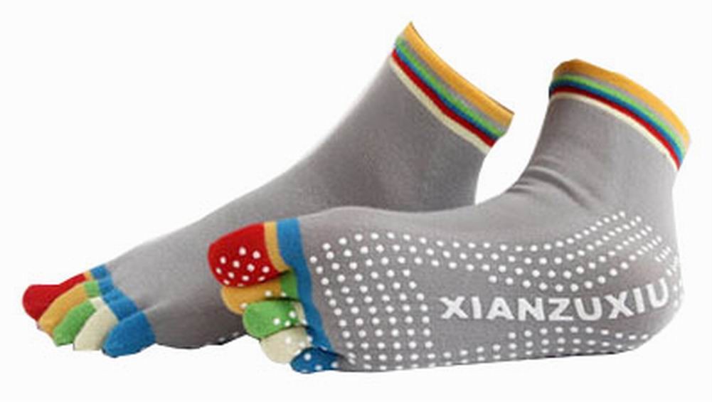 Women's Yoga Socks Five Toes Socks Non-slip Cartoon Socks, Gray