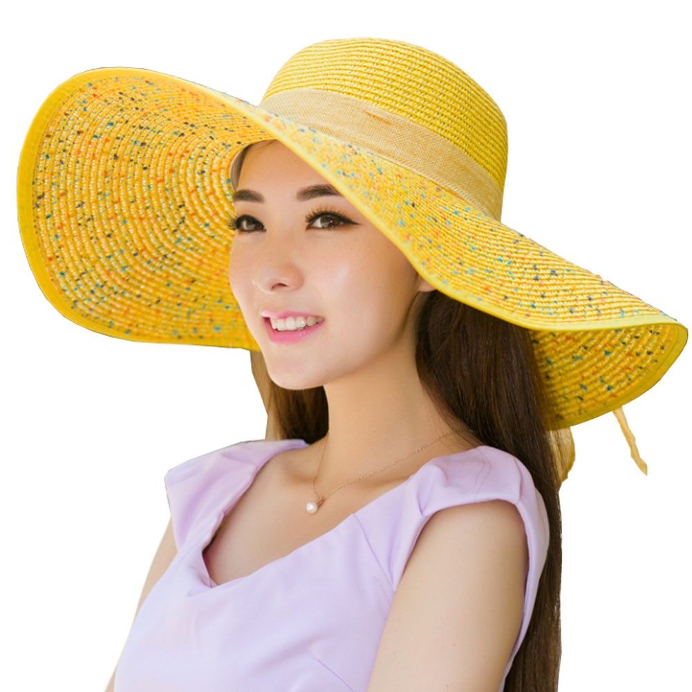 Yellow Color Foldable Ladies Hats Beach Hats for Travel